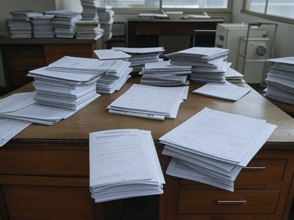 Hospital público em Brasília sob chuva, simbolizando crise na saúde agravada por lei de quarentena no DF.