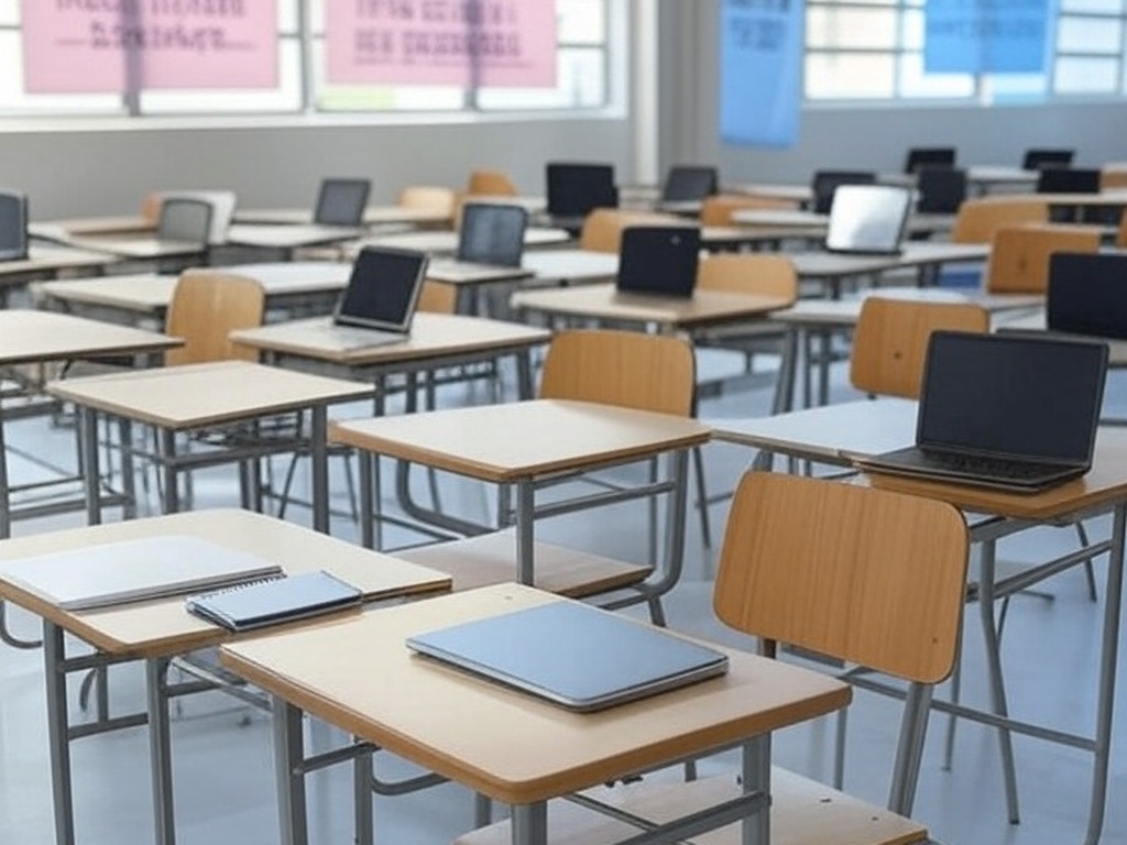 Sala de aula em centro comunitário de Taguatinga preparada para cursos gratuitos da Caravana do Empreendedorismo Feminino, capacitando mulheres.