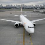 Avião da Gol no Aeroporto de Guarulhos, São Paulo, representando a morte do fundador Constantino Junior.