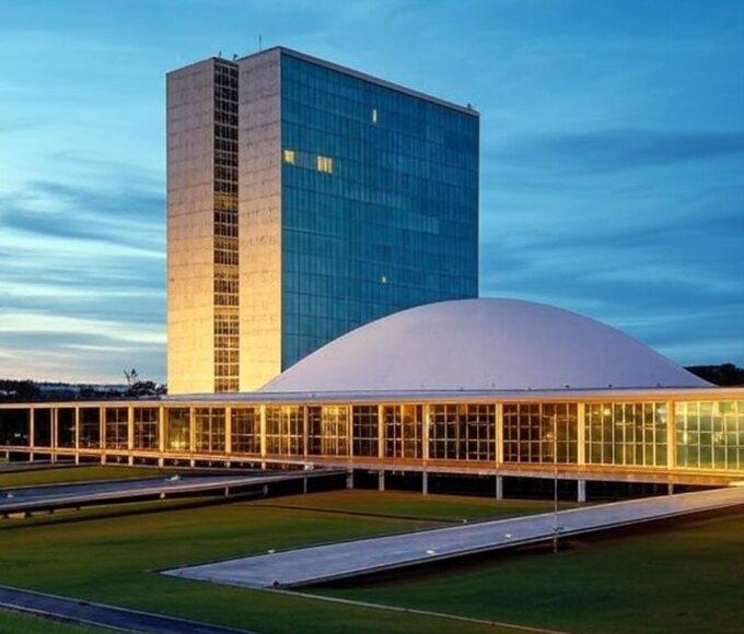 Edifício do Congresso Nacional em Brasília, simbolizando candidatura ao Senado em 2026.