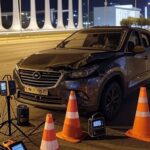 Viatura do Detran-DF danificada por colisão em operação contra motoristas alcoolizados em Brasília.