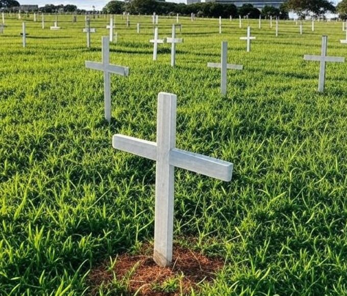 Cemitério de pets no DF, representando PL estagnado para sepultamento de animais de estimação em Brasília.