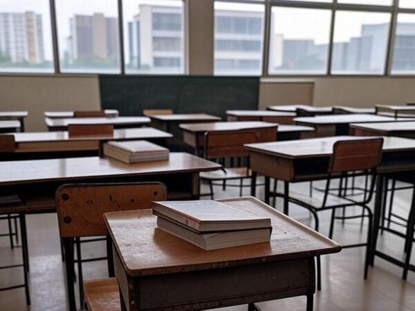 Fachada da Câmara Legislativa do DF com documentos simbólicos de lei contra abuso infantil, destacando falhas e sobrecarga.