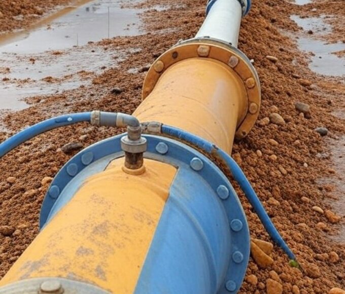 Rua na Asa Norte com obras de corte de água pela Caesb, afetando áreas em Brasília.