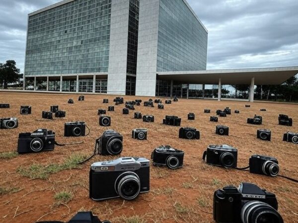 Edifício da CLDF em Brasília com elementos de fotografia, representando anúncio de concurso amid críticas por distração e opacidade.