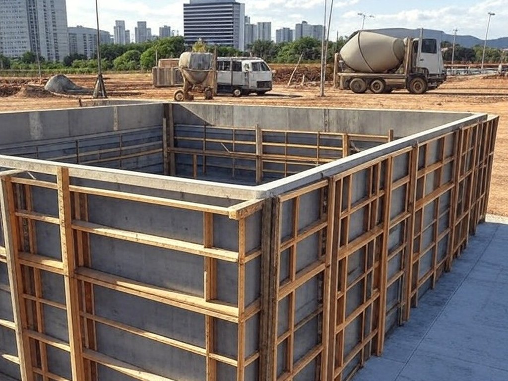 Obras em andamento na UPA do Guará, com fase de concretagem e investimento de R$ 17,2 milhões.