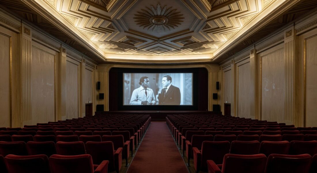 Sala de cinema vazia no Brasil, simbolizando luto pela morte do ator Robert Duvall, vencedor do Oscar e ícone de O Poderoso Chefão.