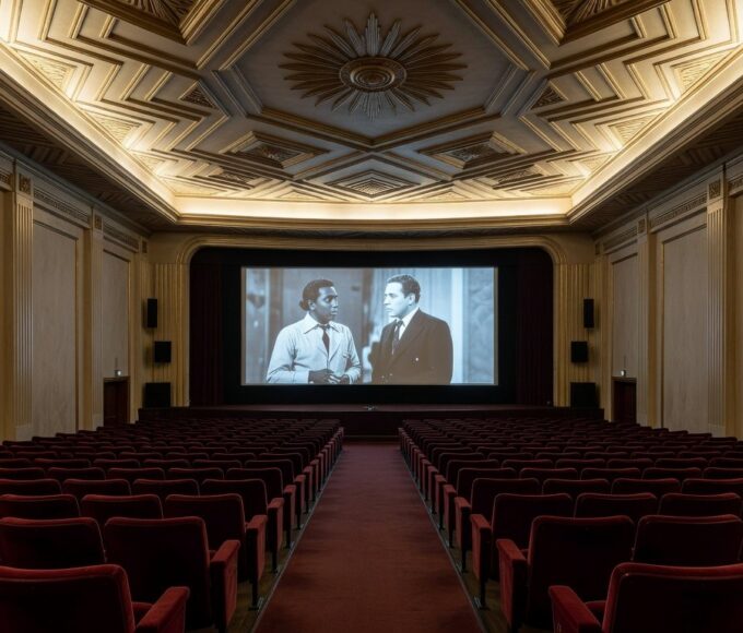 Sala de cinema vazia no Brasil, simbolizando luto pela morte do ator Robert Duvall, vencedor do Oscar e ícone de O Poderoso Chefão.