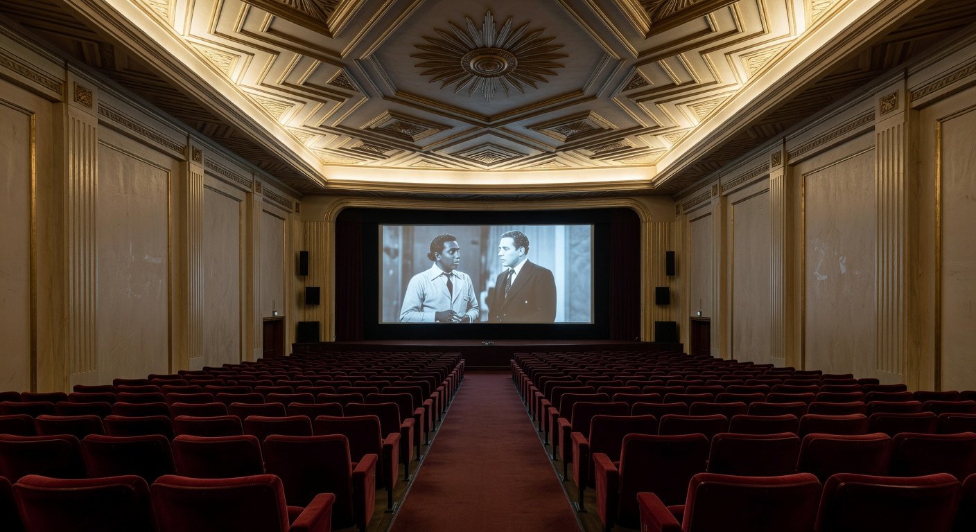 Sala de cinema vazia no Brasil, simbolizando luto pela morte do ator Robert Duvall, vencedor do Oscar e ícone de O Poderoso Chefão.