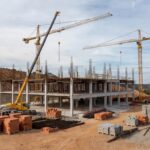 Canteiro de obras do novo Capsi em Recanto das Emas, DF, com 40% de conclusão.