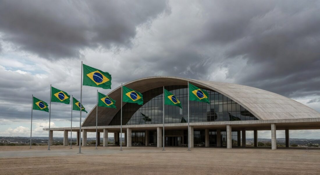 Fachada da Câmara Legislativa do DF em Brasília, sob céu nublado, representando concessão de título honorário com críticas.