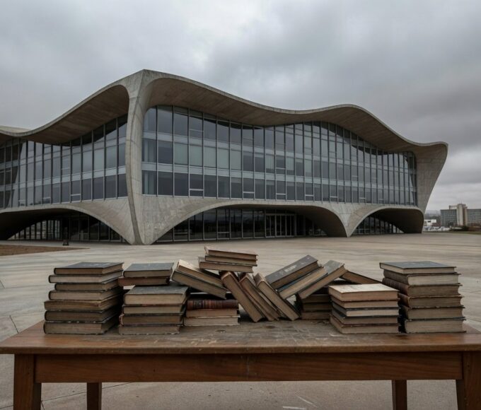 Edifício da CLDF em Brasília com livros desorganizados, simbolizando lançamento amid críticas por ineficiências e escândalos.