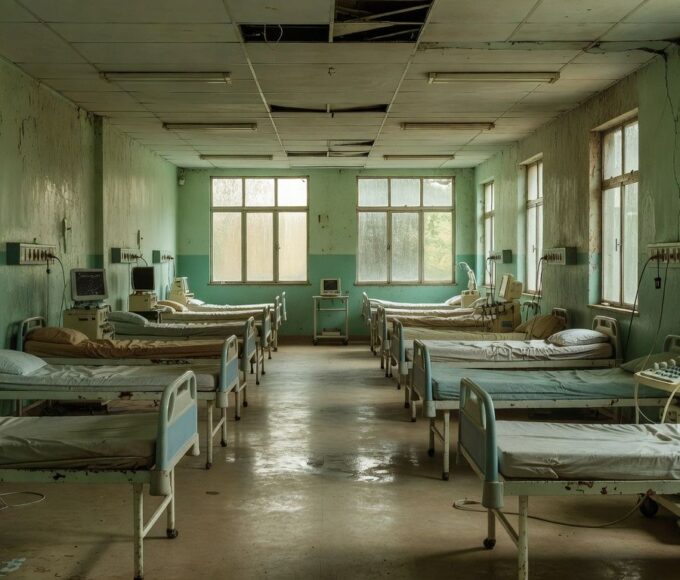 Ala de maternidade vazia em hospital público de Brasília, expondo falhas no suporte pós-parto.