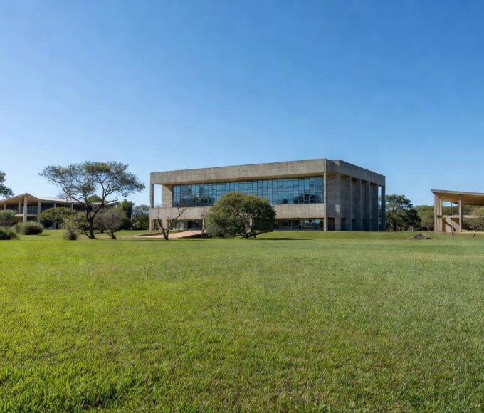 Campus universitário público em Brasília, representando alta de 77% em matrículas no ensino superior até 2024.