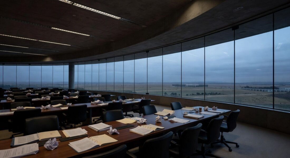 Sala de conferências vazia na CLDF, simbolizando barreiras no empreendedorismo feminino sem mudanças reais.
