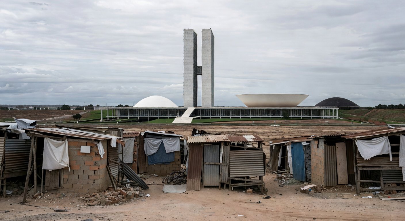 Prédio da CLDF em Brasília com bandeiras desbotadas, representando falhas na proteção a mulheres e idosos no Distrito Federal.