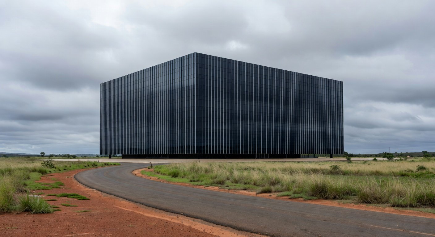 Fachada da sede da Caesb em Brasília com bandeiras a meio mastro em sinal de luto pela morte de advogado.