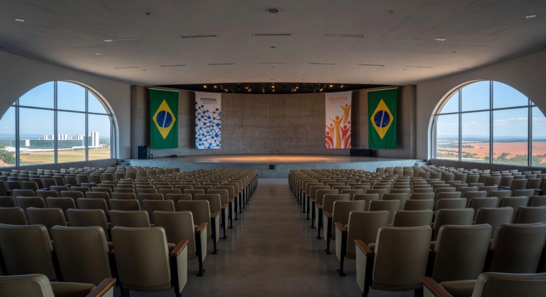 Auditório em Brasília preparado para o IV Congresso Realize, promovendo empreendedorismo feminino.