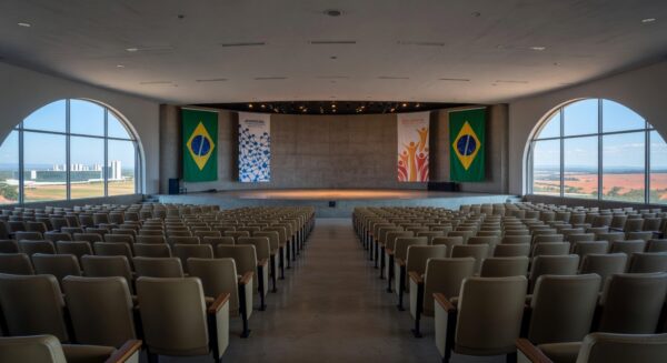 Auditório em Brasília preparado para o IV Congresso Realize, promovendo empreendedorismo feminino.