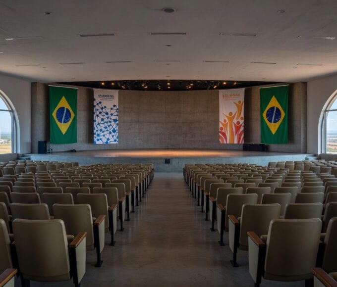 Auditório em Brasília preparado para o IV Congresso Realize, promovendo empreendedorismo feminino.