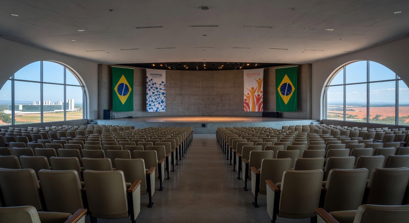 Auditório em Brasília preparado para o IV Congresso Realize, promovendo empreendedorismo feminino.