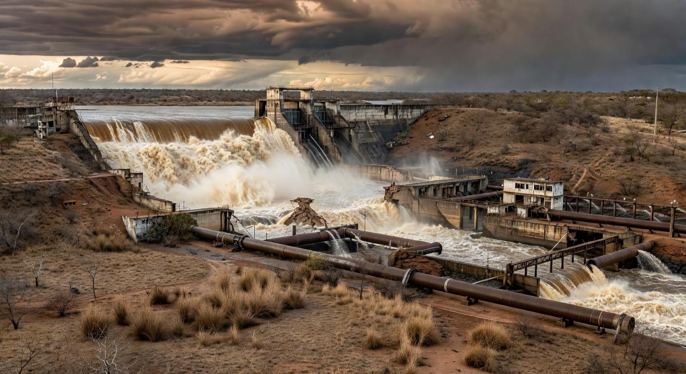 Barragem de Santa Maria transbordando no DF, expondo fragilidades no abastecimento de água.
