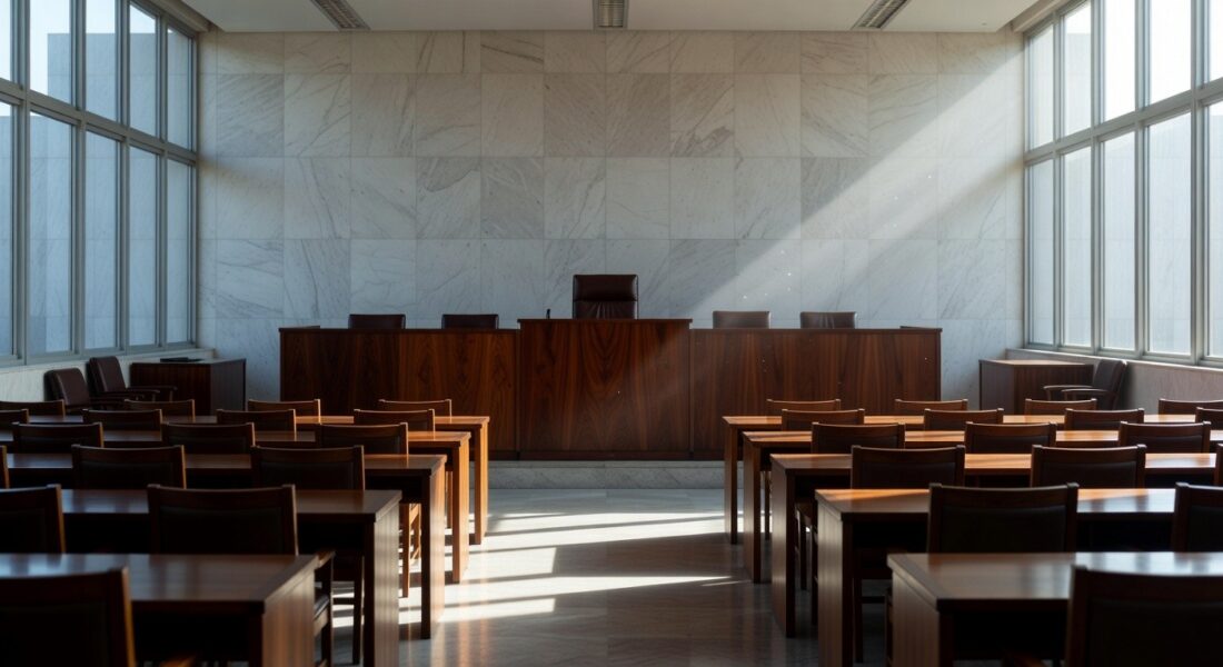 Sala de audiências no TJDFT para homicídios de Thalita e Yan
