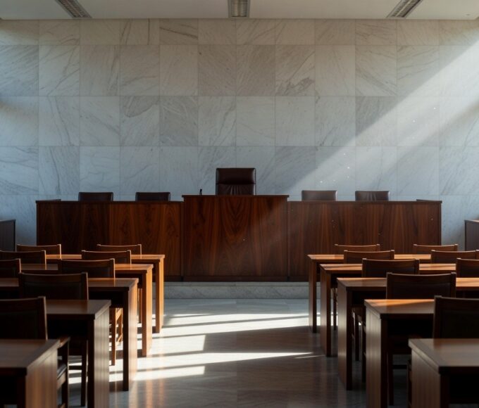 Sala de audiências no TJDFT para homicídios de Thalita e Yan