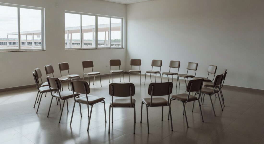 Sala de reuniões para grupos de cessação tabágica em posto de saúde do DF