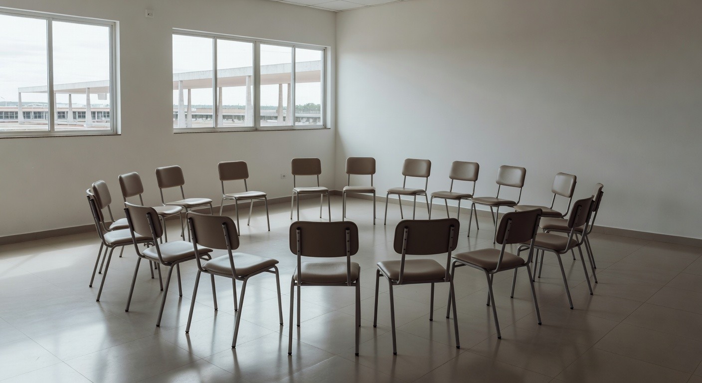 Sala de reuniões para grupos de cessação tabágica em posto de saúde do DF