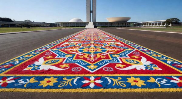 1 de 1 montagem-do-tradicional-tapete-de-corpus-christi-na-esplanada-dos-ministerios-em-brasilia-metropoles-8 - Foto: HUGO BARRETO / METRÓPOLES @hugobarretophoto