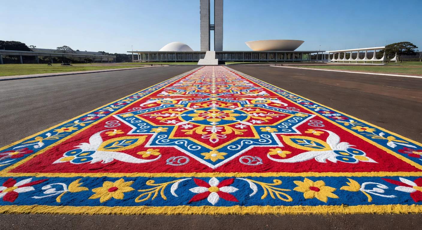 1 de 1 montagem-do-tradicional-tapete-de-corpus-christi-na-esplanada-dos-ministerios-em-brasilia-metropoles-8 - Foto: HUGO BARRETO / METRÓPOLES @hugobarretophoto