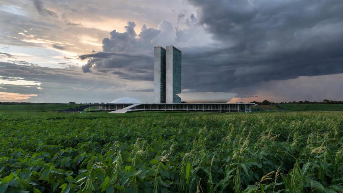 Plenário da CLDF com elementos da agricultura brasileira em sessão solene