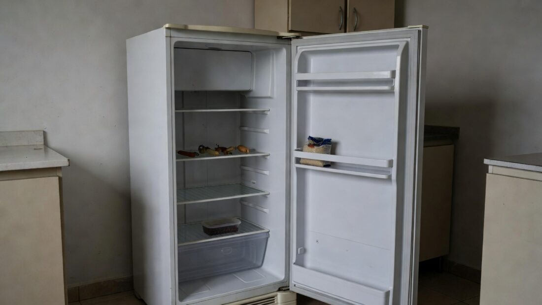 Cozinha simples no DF com alimentos escassos representando insegurança alimentar