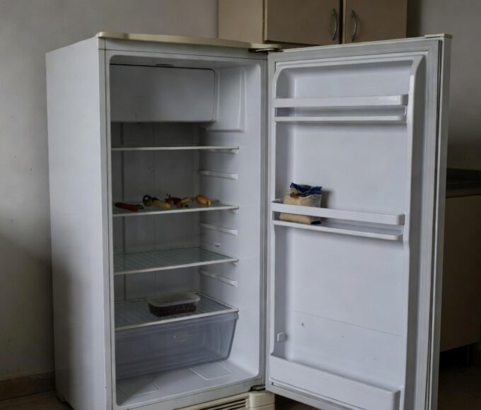 Cozinha simples no DF com alimentos escassos representando insegurança alimentar