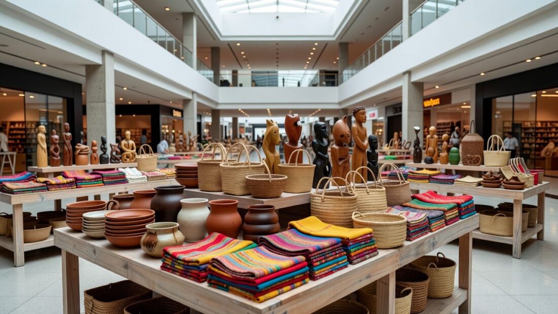 Loja de artesanato com peças brasileiras no Alameda Shopping em Brasília