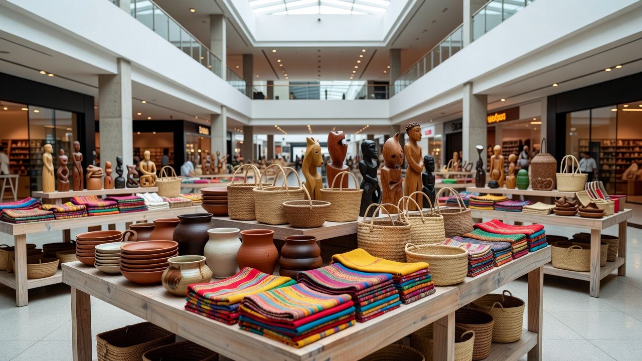 Loja de artesanato com peças brasileiras no Alameda Shopping em Brasília