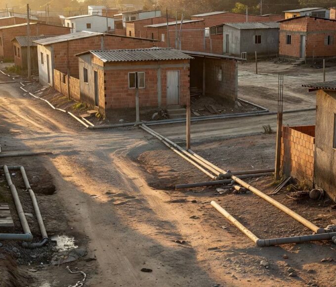 Área residencial em Ceilândia com deficiências estruturais de saneamento