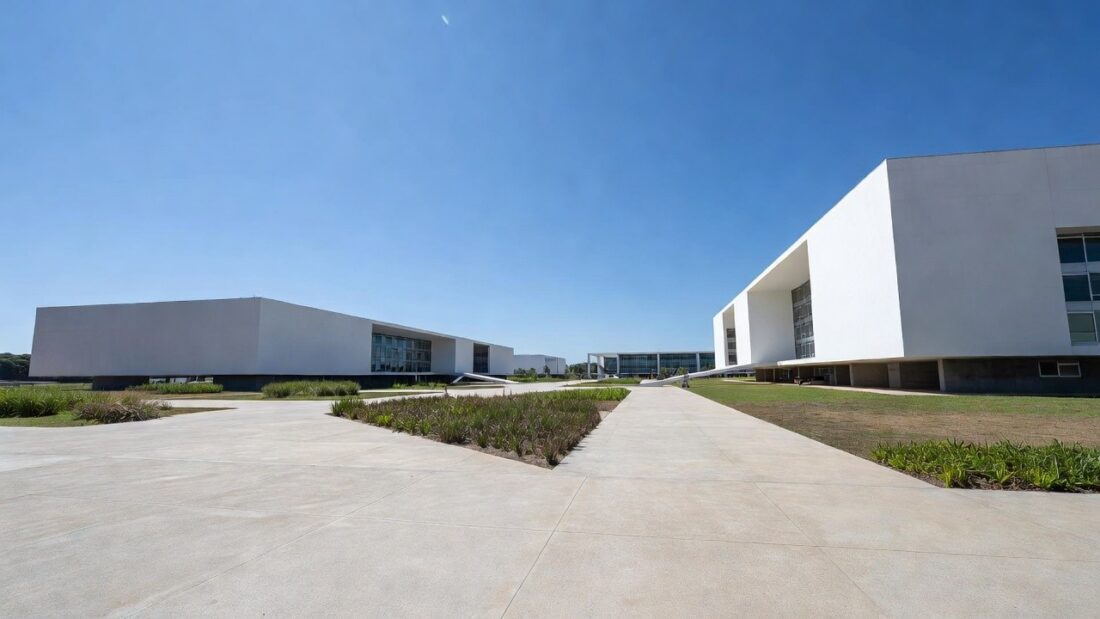 Campus universitário em Brasília simbolizando ingresso de alunos da rede pública do DF no ensino superior via projeto Nave