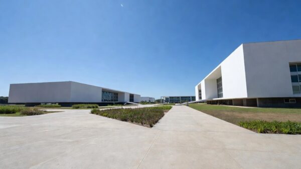 Campus universitário em Brasília simbolizando ingresso de alunos da rede pública do DF no ensino superior via projeto Nave