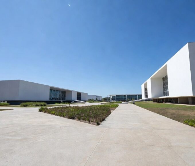 Campus universitário em Brasília simbolizando ingresso de alunos da rede pública do DF no ensino superior via projeto Nave