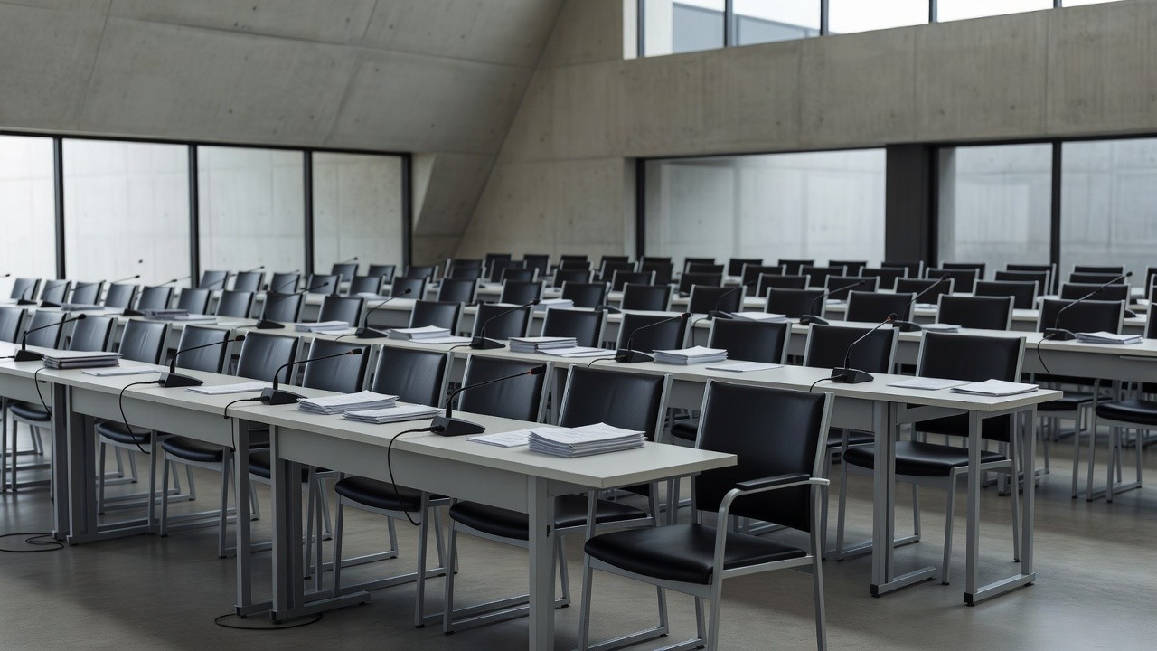 Sala de seminário vazia na CLDF em Brasília sobre paridade de gênero e integridade eleitoral