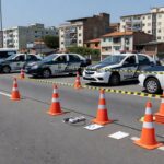 Blitz de trânsito com viaturas policiais em Taguatinga Sul
