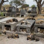 Filhotes de cães abandonados em túmulos de cemitério em Taguatinga