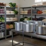 Mesa com pratos vazios em refeitório comunitário no DF em meio à crise de fome