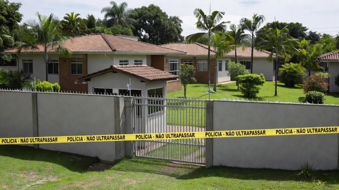 Condomínio no Distrito Federal isolado por fita policial após duplo homicídio