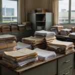 Coordenação regional de ensino no DF com documentos administrativos de professores