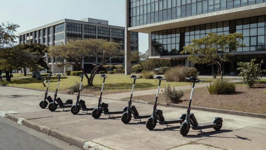 Patinetes elétricos da JET em área urbana do Distrito Federal