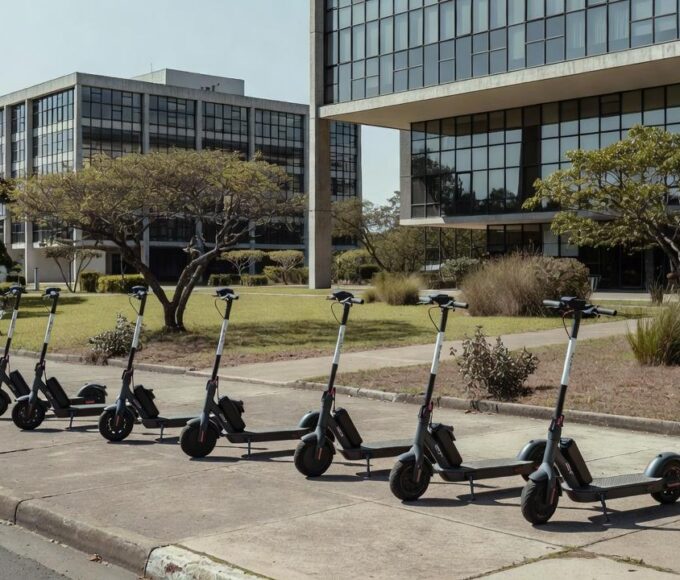 Patinetes elétricos da JET em área urbana do Distrito Federal