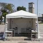 Unidade móvel de coleta de sangue do Hemocentro na Praça do Relógio em Taguatinga